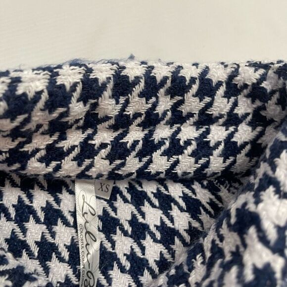 NWT Lulu B Blue White Houndstooth Pullover Sweater Size XS New - Picture 3 of 8